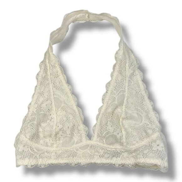 Free People Intimately Galloon White Lace Halter Bralette Bra Size Medium - Picture 2 of 7